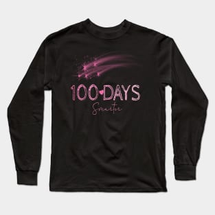 100 days smarter shooting stars pink back to school Long Sleeve T-Shirt